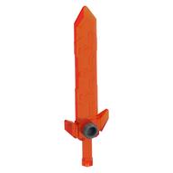 Weapon Sword Long with Angular Crossguard Flat Silver Pattern in Trans-Neon Orange