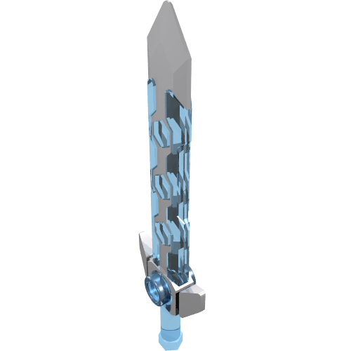 Weapon Sword Long with Angular Crossguard Light Bluish Gray Pattern in Trans-Light Blue