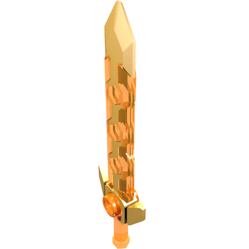 Weapon Sword Long with Angular Crossguard Pearl Gold Pattern Trans-Neon Orange
