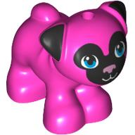 Animal, Dog, Pug - Standing with Blue Eyes, Black Face and Ears, and Pink Nose Print