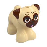 Animal, Dog, Pug - Standing with Reddish Brown Eyes, Face and Ears Print (Dango) Tan