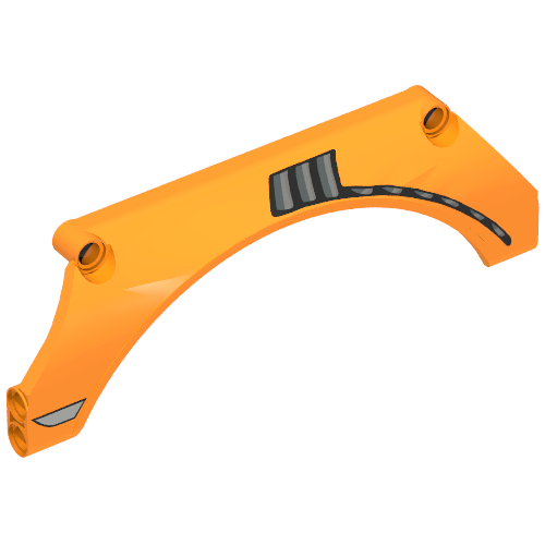 Technic Panel Car Mudguard Arched 15 × 2 × 5 with Vent Grille Print Model Left Side Orange