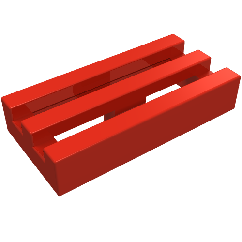 Tile Special 1 × 2 Grille without Bottom Groove Red