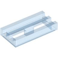 Tile Special 1 × 2 Grille with Bottom Groove Trans-Medium Blue
