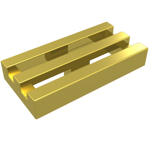 Tile Special 1 × 2 Grille with Bottom Groove Chrome Gold