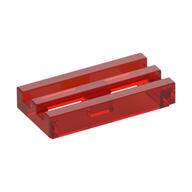 Tile Special 1 × 2 Grille with Bottom Groove Trans-Red