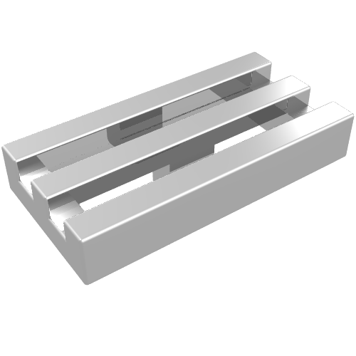 Tile Special 1 × 2 Grille with Bottom Groove Chrome Silver