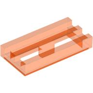 Tile Special 1 × 2 Grille with Bottom Groove Trans-Neon Orange