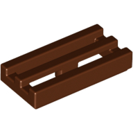 Tile Special 1 × 2 Grille with Bottom Groove Rotbraun