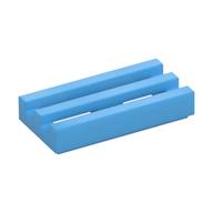 Tile Special 1 × 2 Grille with Bottom Groove Medium Blue