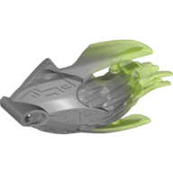 Large Figure Mask with Back with Marbled Trans-Bright Green Pattern Flat Silver