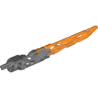 Large Figure Weapon Sword, Protector, with Marbled Orange Blade Pattern in Mattsilber
