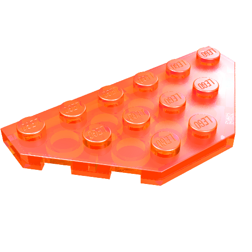Wedge Plate 3 × 6 Cut Corners Trans-Neon Orange