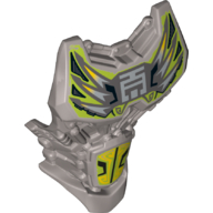 Large Figure Torso Cover with Lime and Yellow Armour Print Flat Silver