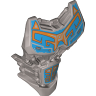Large Figure Torso Cover with Medium Azure and Orange Armour Print Flat Silver