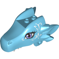 Creature Body Part, Dragon Head Upper Jaw with 2 Studs on Top and White Decorations Print in Medium Azure