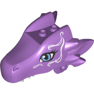 Creature Body Part, Dragon Head Upper Jaw with 2 Studs on Top with Medium Blue Eye, White Tribal Markings Medium Lavender