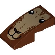 Brick Curved Inverted 2 × 1 with Goat Face print Rotbraun