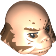 Minifig Head Special, Ugnaught with Medium Nougat Sideburns Print Hellnougat