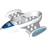 Duplo Spaceship Body with Blue and Silver (Miles From Tomorrowland) Print White