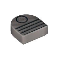 Tile 1 × 1 Half Circle - Black Circle and 4 Lines print (vent / piston) Flat Silver