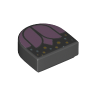 Tile Round 1 × 1 Half Circle with Lavender Flower print Black
