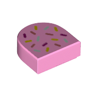 Tile Round 1 × 1 Half Circle with Sprinkles print in Leuchtrosa