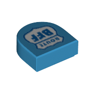 Tile 1 × 1 Half Circle with Shield, Dark Azure 'Route BFF' print Dunkelazur