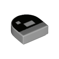 Tile 1 × 1 Half Circle with Brickheadz Eye print Hellblaugrau