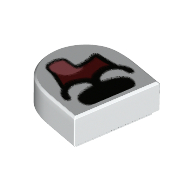 Tile 1 × 1 Half Circle with Dog Mouth Open Tongue print Weiß