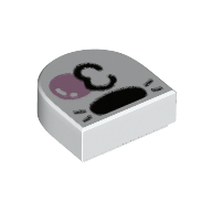 Tile 1 × 1 Half Circle with Snout, Bubble Gum print Weiß