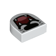 Tile 1 × 1 Half Circle with Snout, Open Mouth, Fangs print Weiß