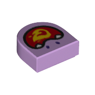 Tile 1 × 1 Half Circle with Face, Open Mouth with Flames print Lavender