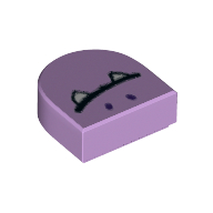 Tile Round 1 × 1 Half Circle with Face, White Fangs print in Lavender