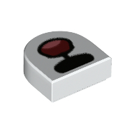 Tile 1 × 1 Half Circle with Black Snout, Open Mouth print White