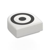 Tile Round 1 × 1 Half Circle with Black Circle, Dot (Target) print White