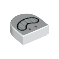 Tile Round 1 × 1 Half Circle with Face, Big Teeth Smile print White