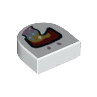 Tile 1 × 1 Half Circle with Face, Multi-Color Rainbow Vomit print Weiß