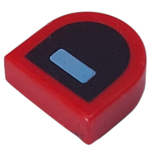 Tile 1 × 1 Half Circle with Black Eye, Medium Azure Rectangular Pupil print Rot
