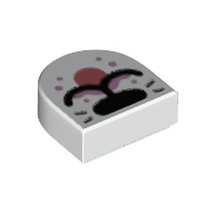 Tile 1 × 1 Half Circle with Animal Snout, Coral Tongue print White