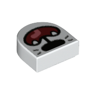 Tile 1 × 1 Half Circle with Animal Snout, Open Mouth, Tongue, Fangs print Weiß