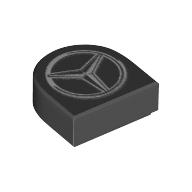 Tile Round 1 × 1 Half Circle with Mercedes Logo print Black
