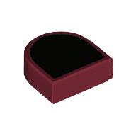 Tile Round 1 × 1 Half Circle with Black Field print Dark Red