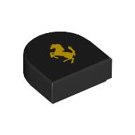 Tile 1 × 1 Half Circle with Yellow Ferrari Logo print Black