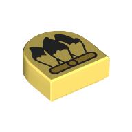 Tile Round 1 × 1 Half Circle with Feathers print Bright Light Yellow