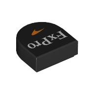 Tile Round 1 × 1 Half Circle with White 'FxPro', Orange Swoosh print Black