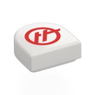 Tile Round 1 × 1 Half Circle with Red 'H' in Circle print White