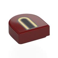 Tile Round 1 × 1 Half Circle with Black/Tan Windows print Dark Red