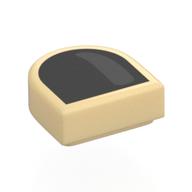 Tile Round 1 × 1 Half Circle with Black Nail, Dark Bluish Grey Shine print Beige