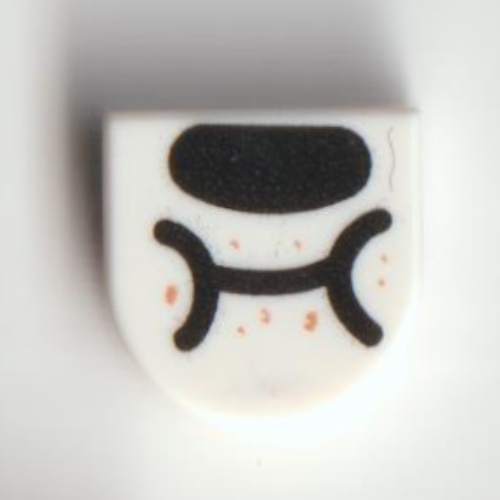 Tile Round 1 × 1 Half Circle with Snout, Crumbs print White